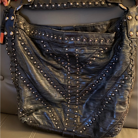 ISABELLA FIORE Black Leather Stud Bag